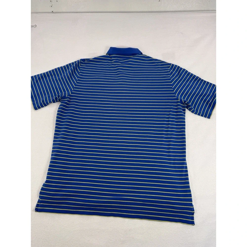 Polo Golf Ralph Lauren Mens Large Blue Yellow Striped Pima Cotton Polo Shirt